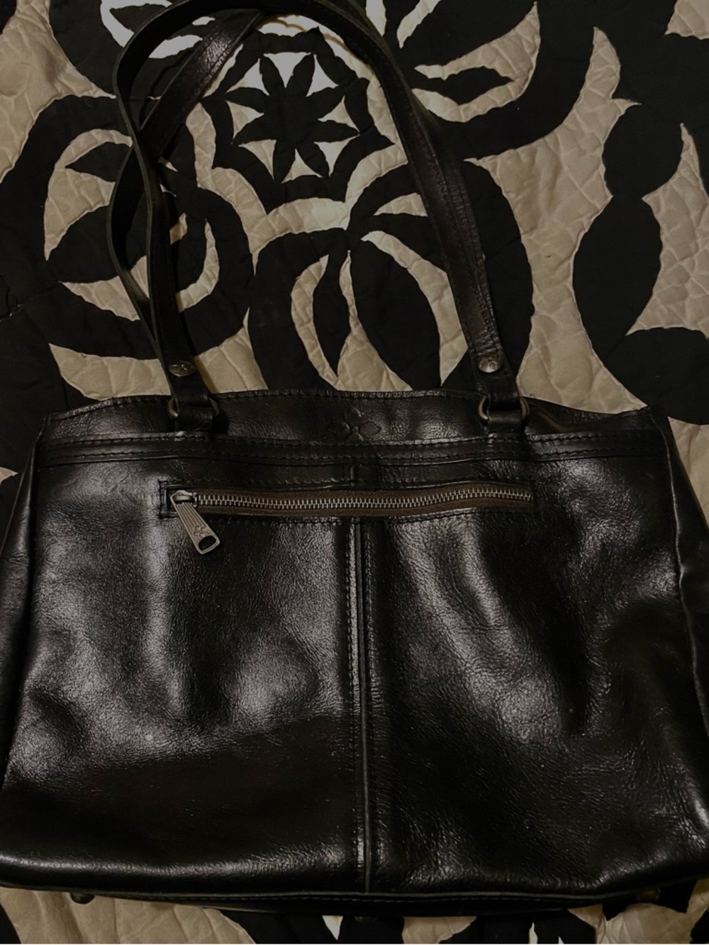Patricia Nash Black Leather Shoulder Bag